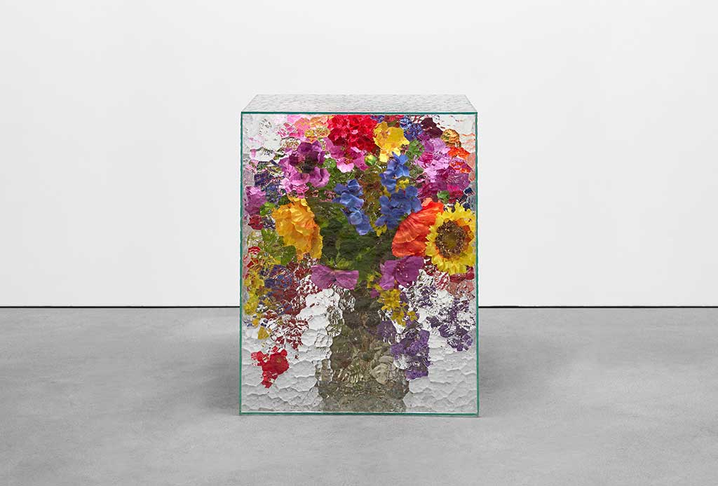 fiori intrappolati vaso cubo vetro