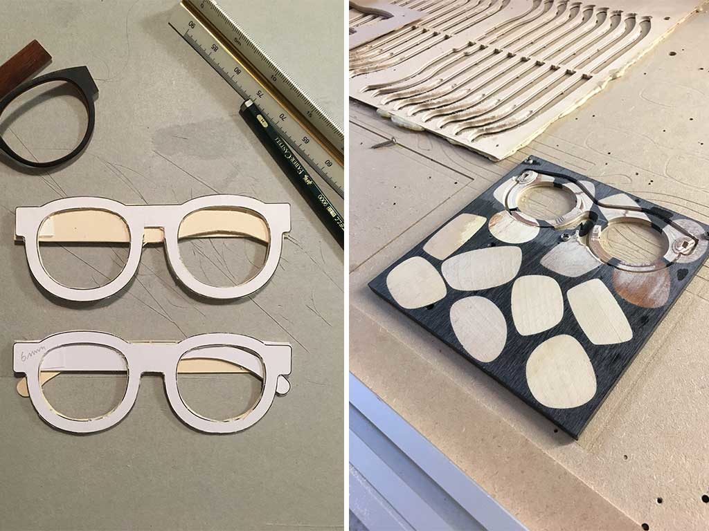 occhiali legno lavorazione scarti