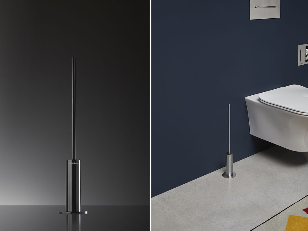 Set WC Con Porta Spazzolino Da Parete In Acciaio Inox 304 - Nero Opaco, Design Salvaspazio, Vaso In Vetro - 6