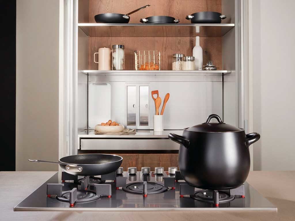 Venus Valink Porta Taglieri E Padelle In Bambù E Acciaio – 15x10x16 Cm, Organizer Da Cucina Con 2 Scomparti, Salvaspazio